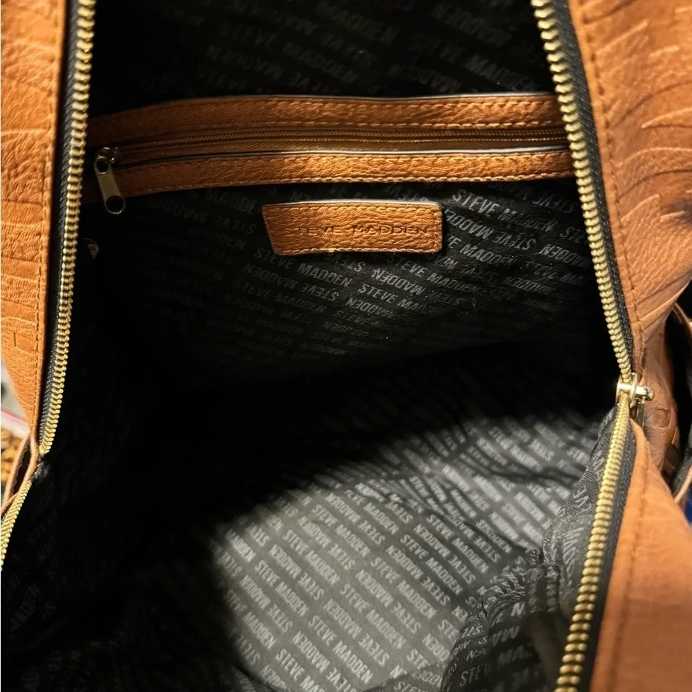 Steve Madden Full Size Backpack Bookbag Cognac